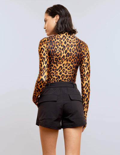 L/S Mock Neck Top [Cheetah]
