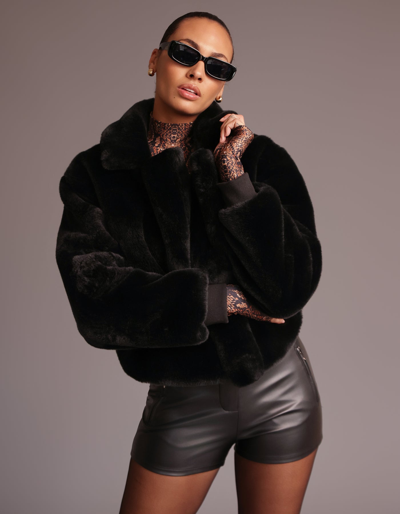 Fur Blazer Jacket [BLACK FUR]