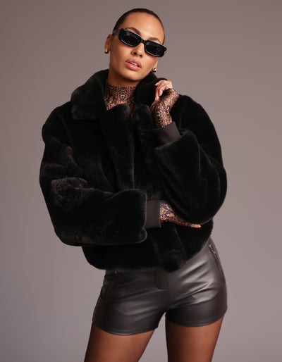 Fur Blazer Jacket [BLACK FUR]