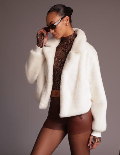 Fur Blazer Jacket [IVORY]