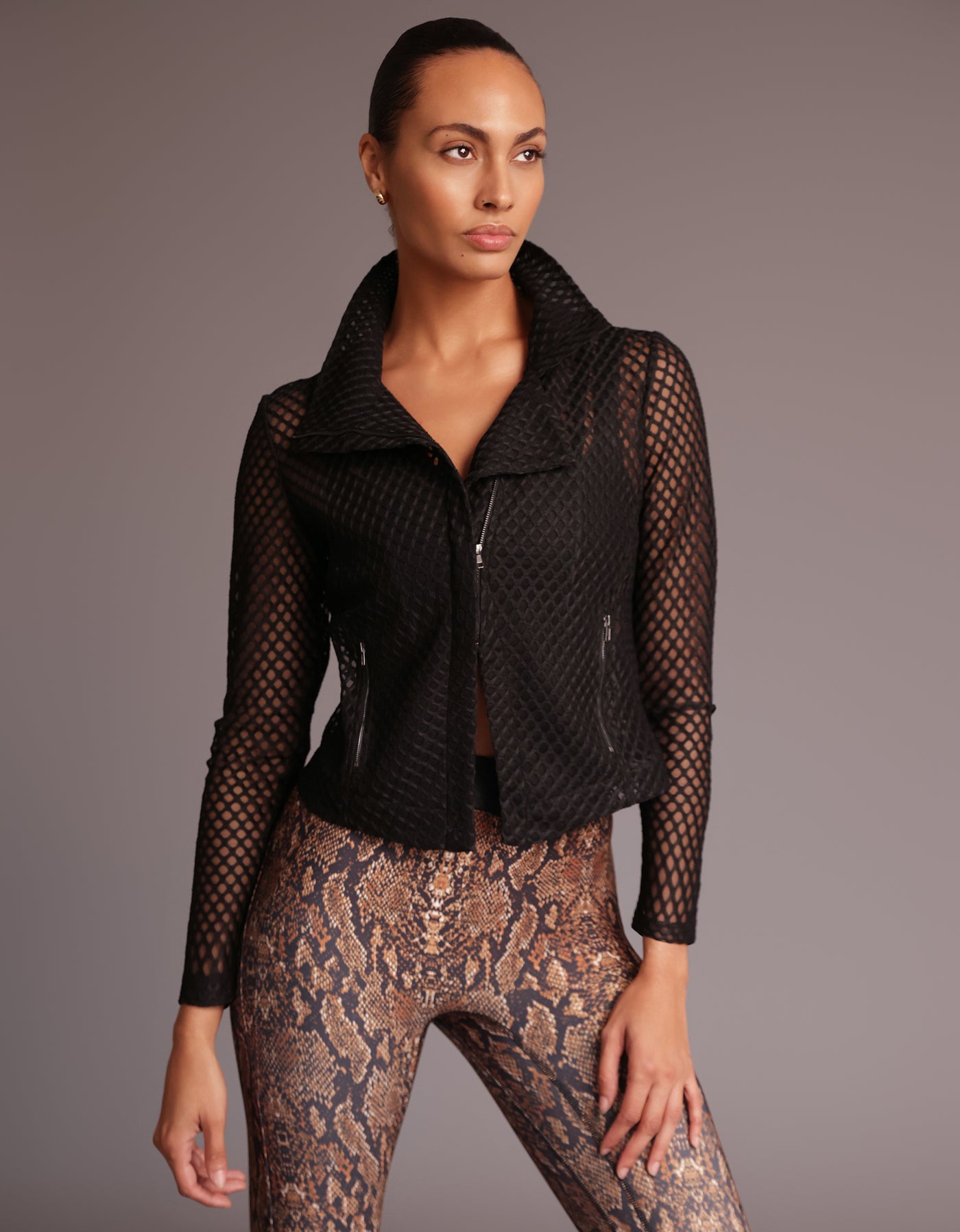MESH BIKER JACKET [BLACK]