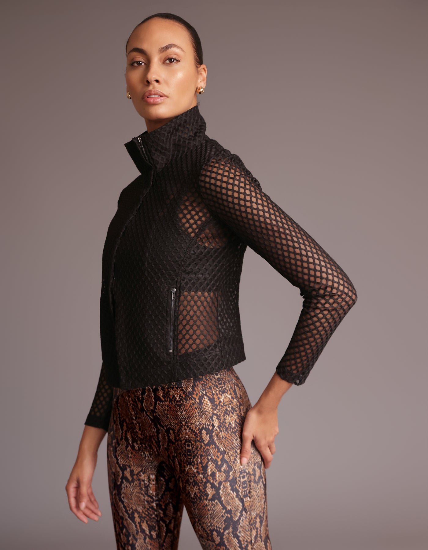 MESH BIKER JACKET [BLACK]