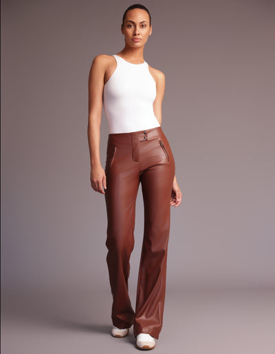 AIMEE LEATHER PANTS [Mocha]