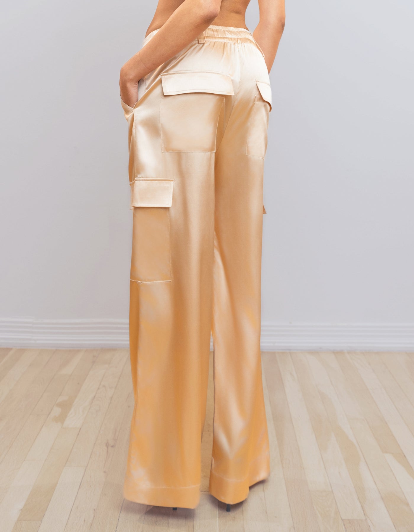 Satin Cargo Pants [Champagne]