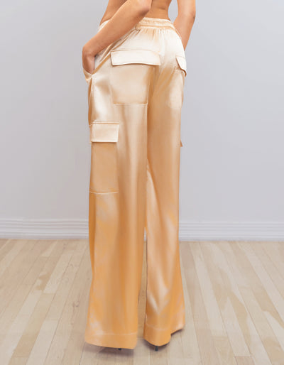 Satin Cargo Pants [Champagne]