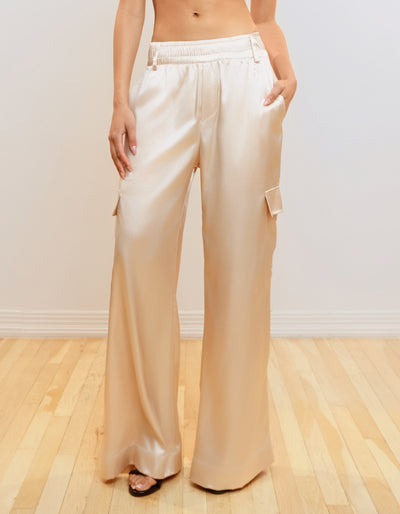 Satin Cargo Pants [Champagne]